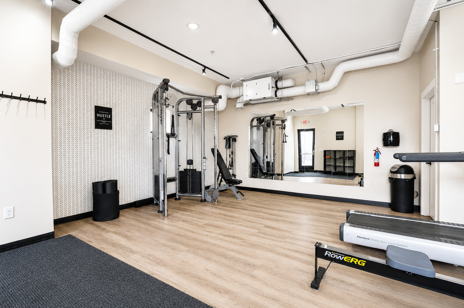 On-site fitness center at Bradford Station Apartments