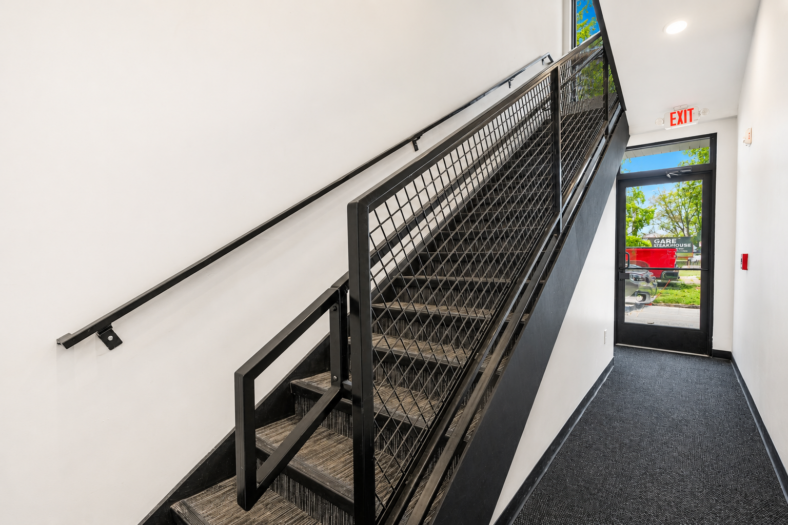 Interior stairwell at Bradford Station Apartments in Grand Rapids