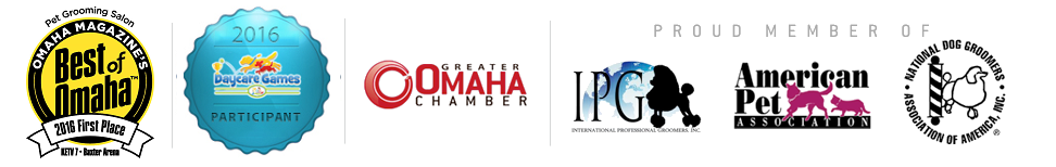 Proud member of: National Dog Groomers, American Pet Association, IPG, Greater Omaha Chamber, 2016 Daycare Games Participant, Omaha Magazine's Best of Omaha 2016 First Place Pet Grooming Salon