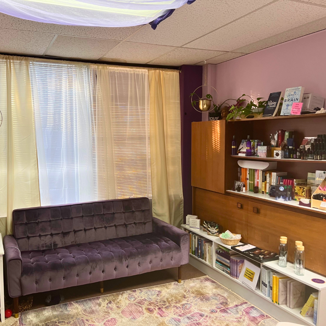 The cozy office of Dena Gould, a spiritual impetus and psychic medium in Denver
