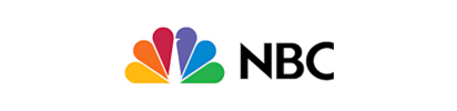 NBC logo with a rainbow peacock and black text.