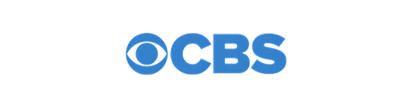 The CBS logo in blue, with a blue eye symbol before the letters.