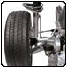 Car tire and suspension components, black and white. | Quality Car & Truck Repair Inc