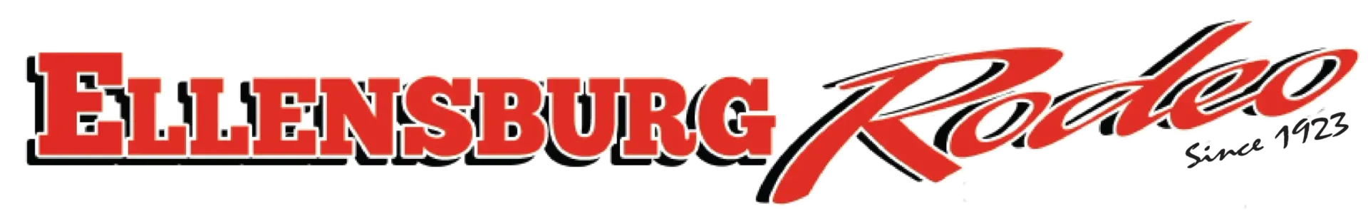 Ellensburg Rodeo logo in red and black text.