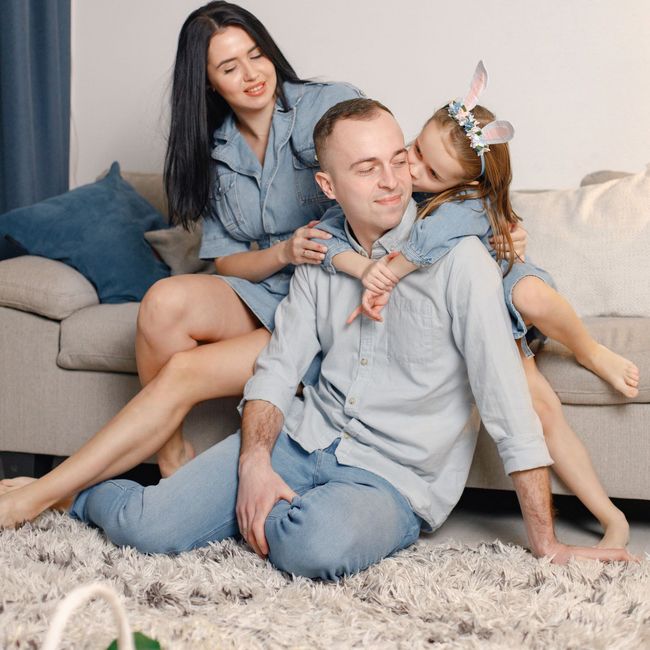 family in living room