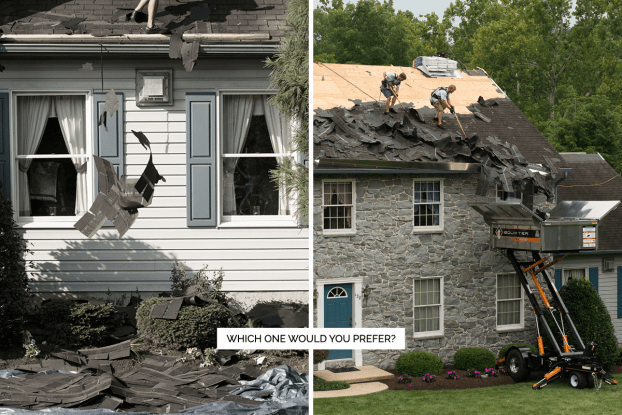 A picture of a house before and after being remodeled.