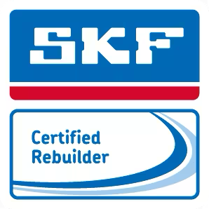 En skf-logotyp och en certifierad rebuilder-logotyp