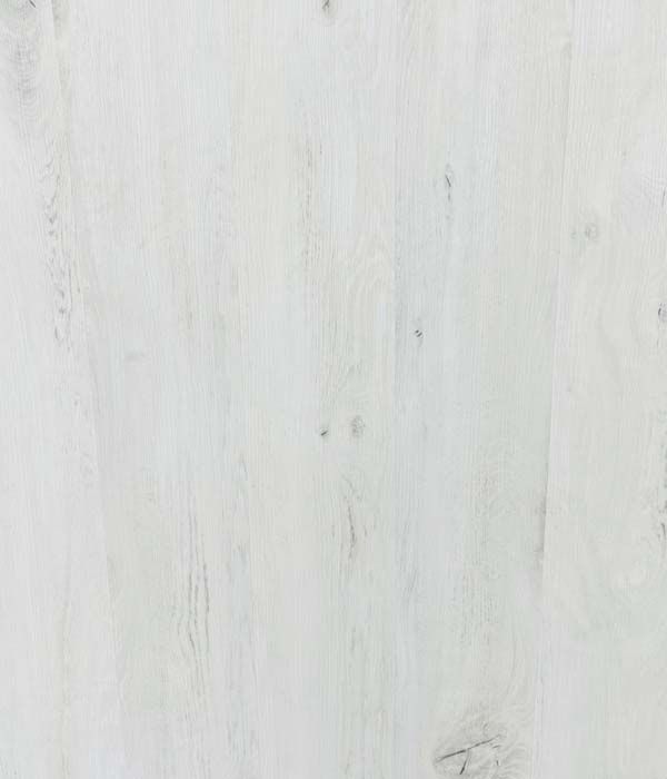 White wooden surface with faint vertical grain and small dark marks.