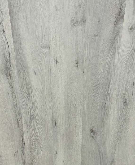 Light gray wood-grain surface with subtle knots and vertical plank patterns