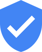 Blue shield icon with a white checkmark