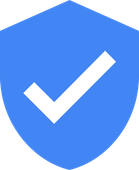 Blue shield icon with a white checkmark