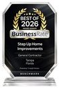 BusinessRate Best of 2026 award trophy for Step Up Home Improvements, General Contractor, Tampa, Florida