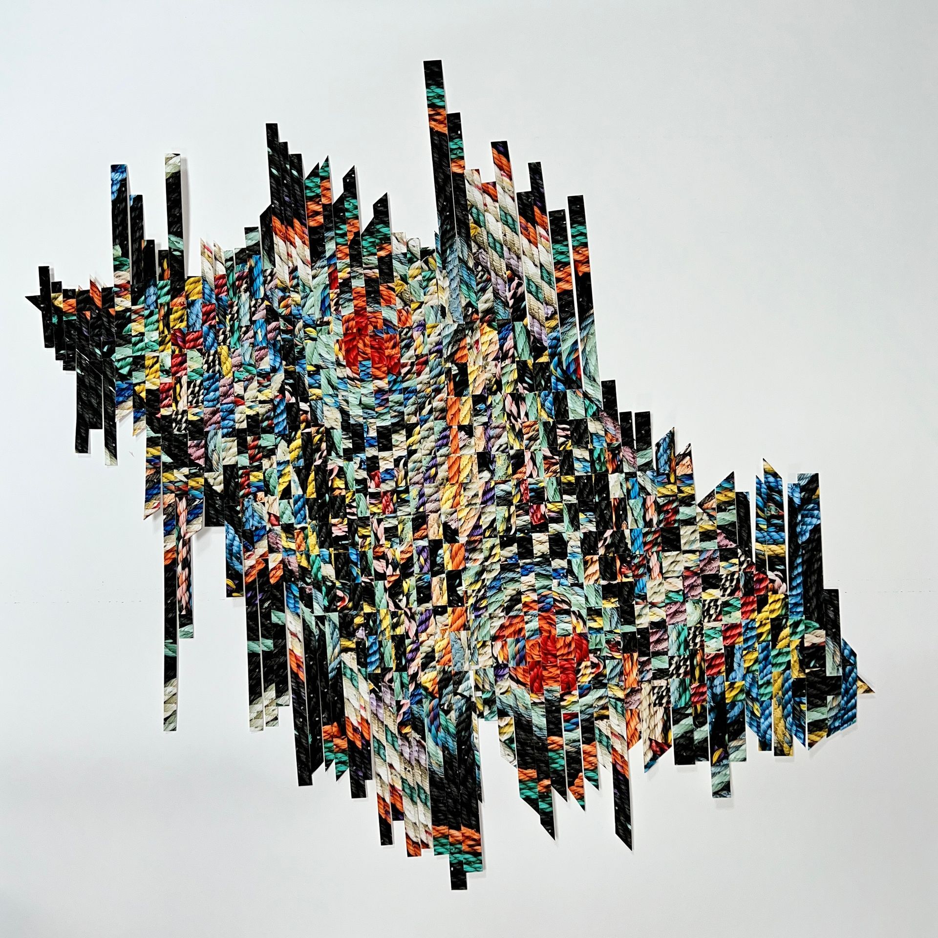 Connections, Contemporary art weaving of lobster ropes, Denise Jill Marshall, Photographic weaving