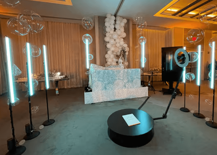 360 Video booth rental with custom background