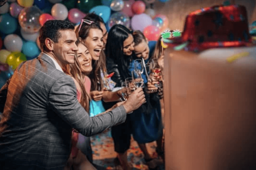 Family birthday party themed photo booth