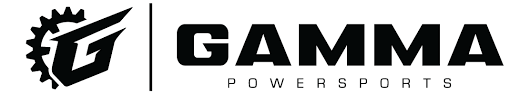Logo de Gamma Powersports, représentant un engrenage stylisé et le mot « GAMMA » en caractères gras noirs.