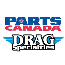 Logo de Parts Canada et de Drag Specialties, avec une icône représentant le drapeau canadien.