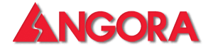 Logo Angora rouge avec effet d'ombre.