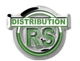 Logo RS Distribution argenté et vert.