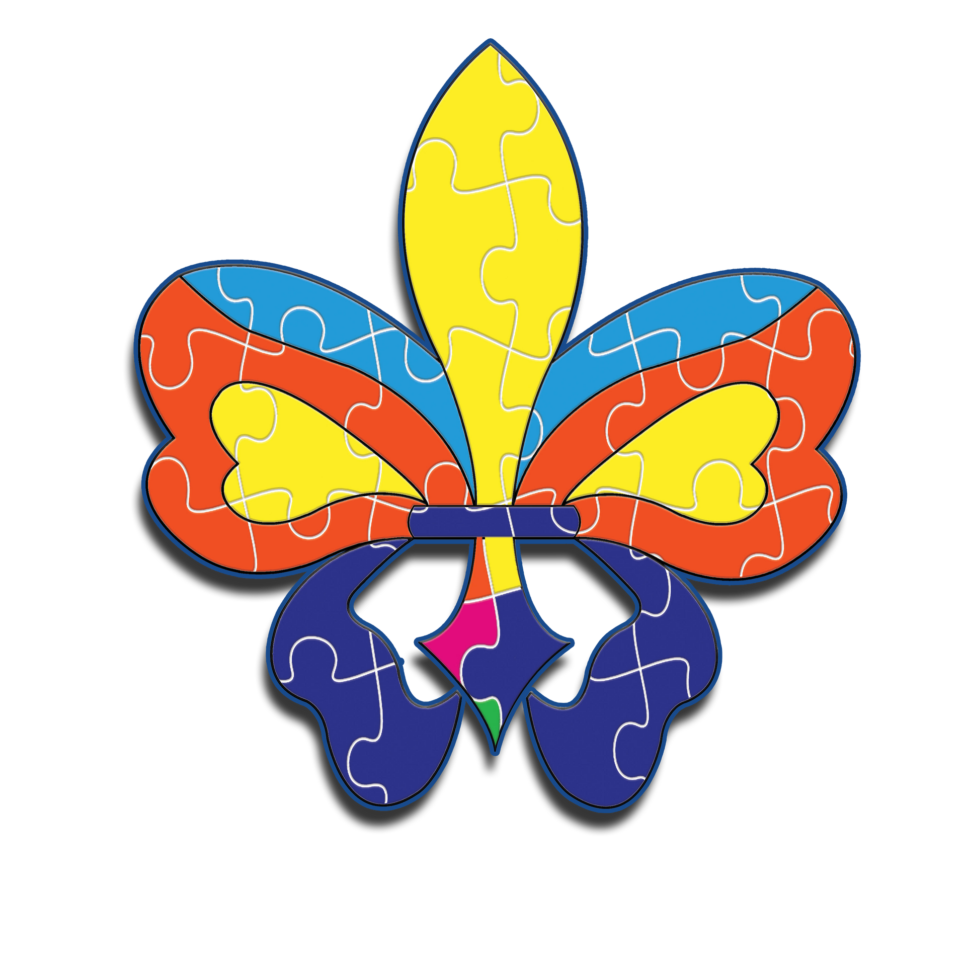 A puzzle in the shape of a fleur de lis