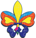 A puzzle with a fleur de lis on it