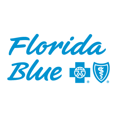 A blue florida blue logo on a white background