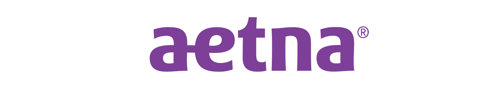 A purple aetna logo on a white background
