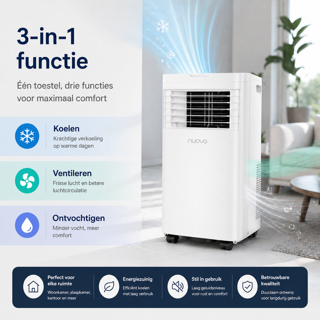 3-in-1 draagbare airconditioner