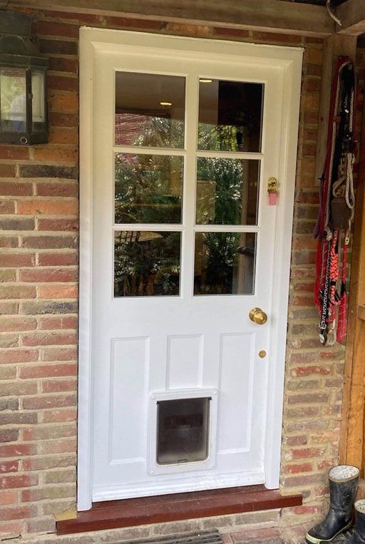 Accoya Single Door with Slimline Glazing and Pet Door