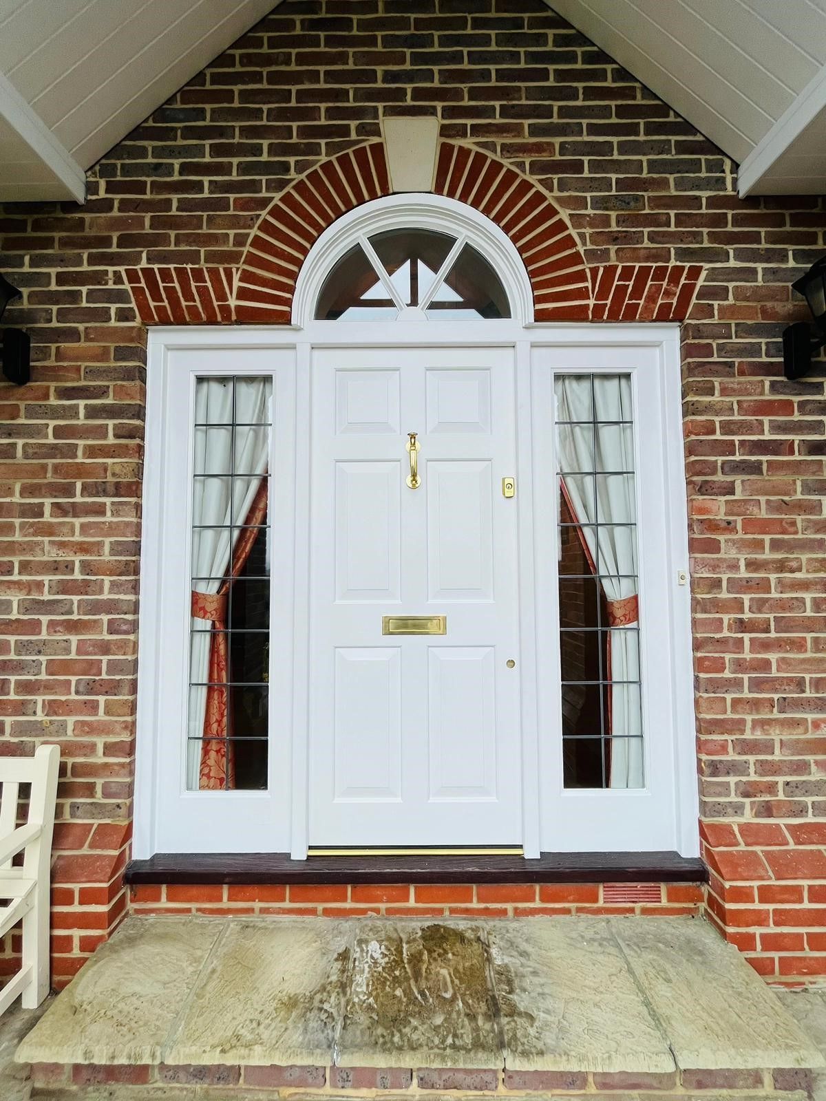 New Accoya Victorian Rasied and feilded panel door installed into the Original Door frame. Polished Brass Doctor's Knocker and ERA Locking