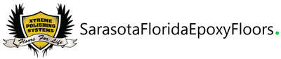SarasotaFloridaEpoxyFloors logo with gold epoxy floor icon and black text