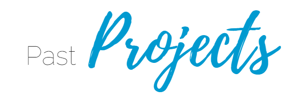 Past Projects text logo in light gray and blue script on white background