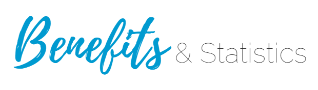 Blue “Benefits” script logo with gray “& Statistics” text on a white background