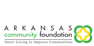 Arkansas Community Foundation logo with green and gold flower icon and tagline “Smart Giving to Improve Communities”