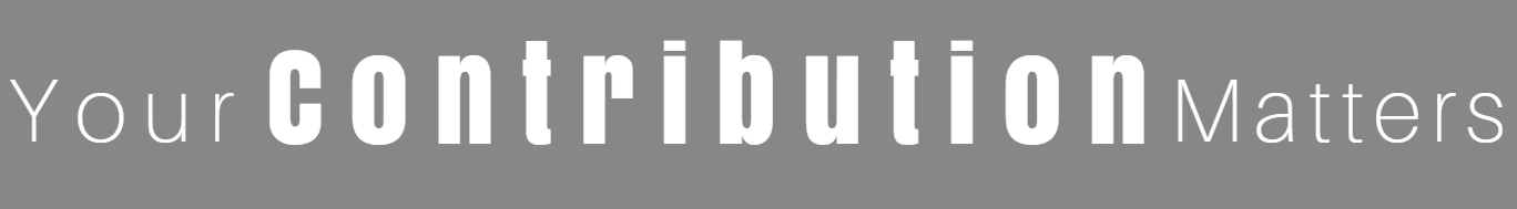 White text logo reading “Your Contribution Matters” on a gray background