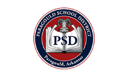 Pangbourn School District circular logo with PSD on an open book and Arkansas banner