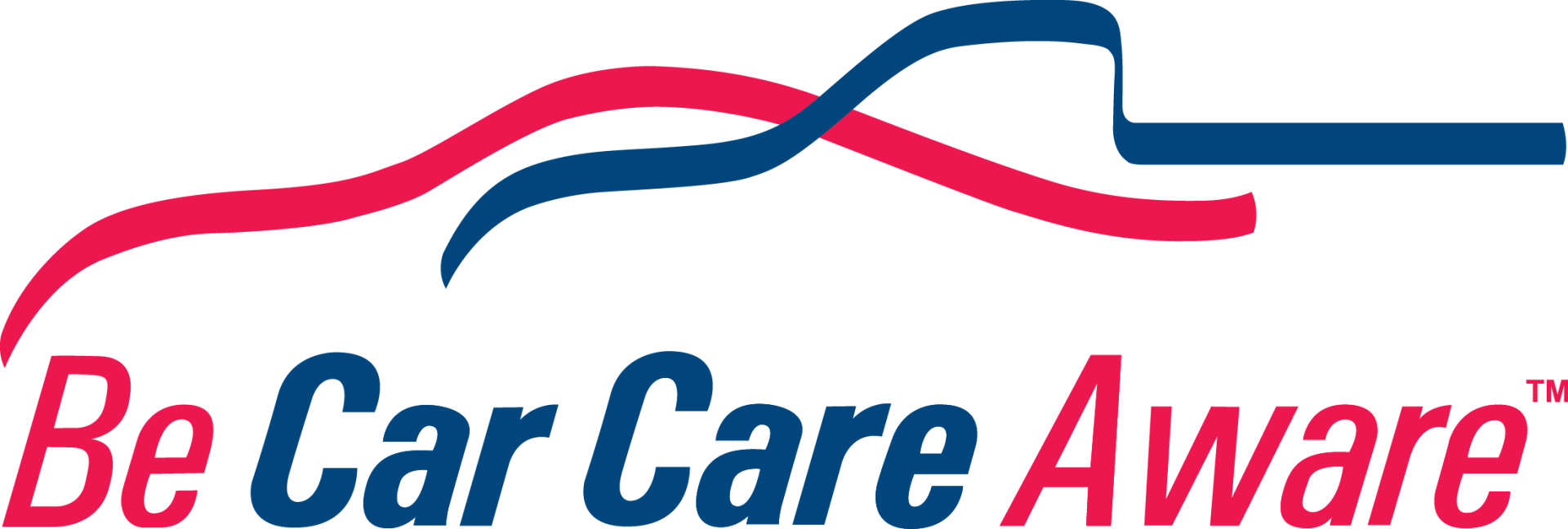 Be Car Care Aware logo with pink and blue text and a stylized car outline above it