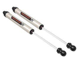 Pair of silver hydraulic gas struts with black ends on a white background