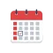 Calendar with red highlighted dates and a checked box on one date.