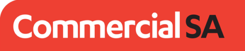 A red sign that says commercial sa on it