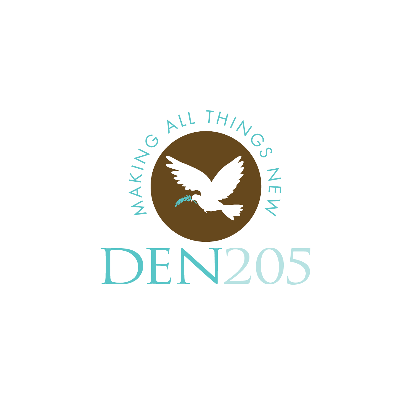 Logo with a dove inside a brown circle, text reads 
