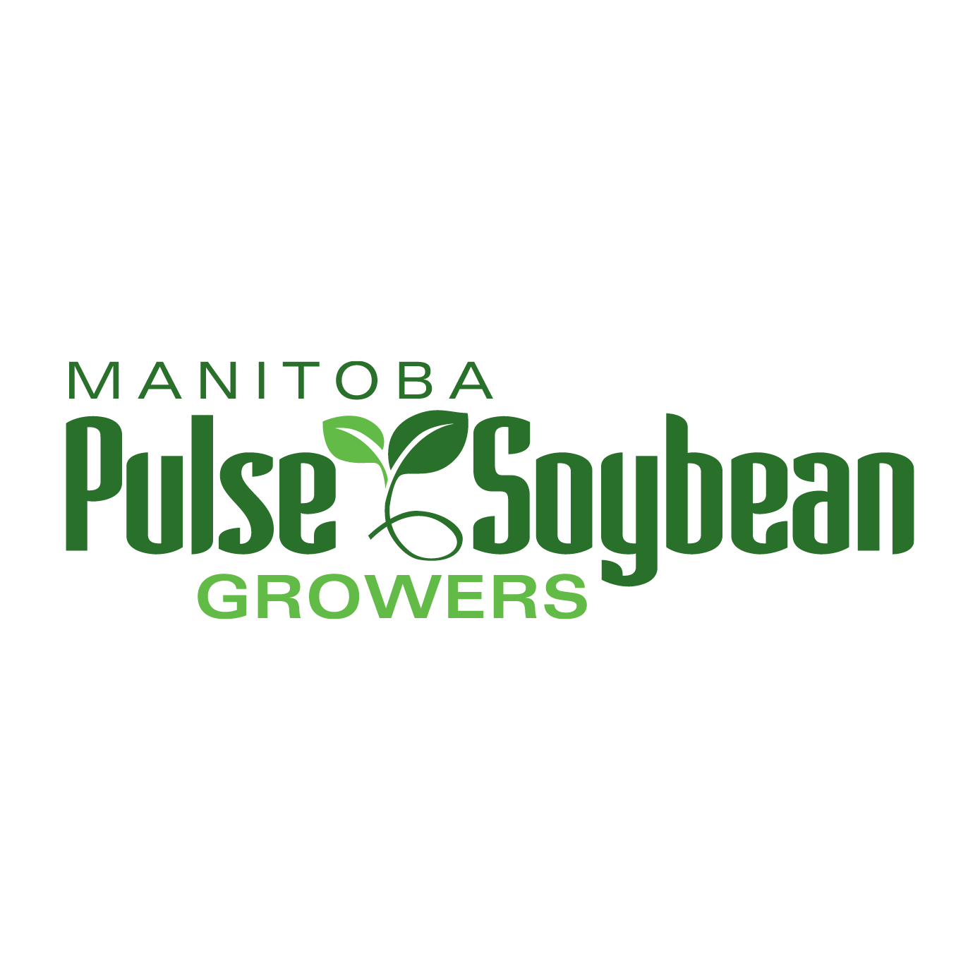 Manitoba Pulse & Soybean Growers logo with green text and a plant icon.