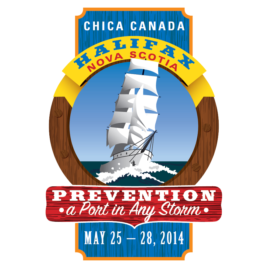 Logo for CHICA Canada in Halifax, Nova Scotia, featuring a sailboat, with the words 
