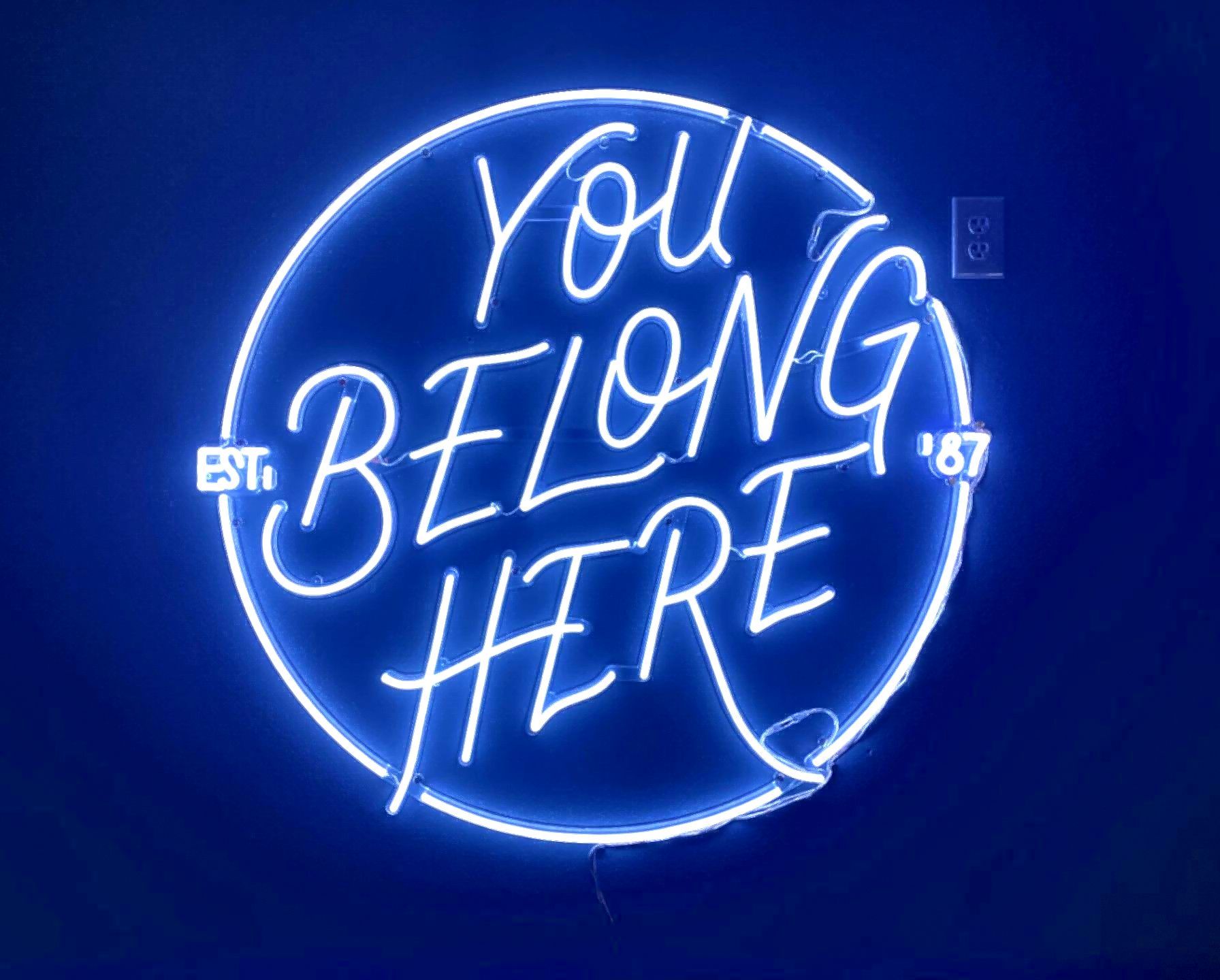 Blue neon sign: