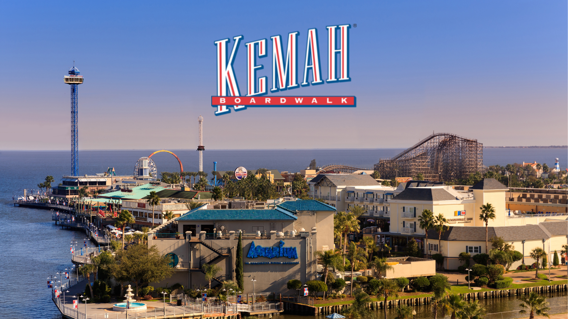 kemah boardwalk drone shot