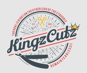 A logo for kingz cutz with scissors and a crown