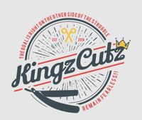 A logo for kingz cutz with scissors and a crown