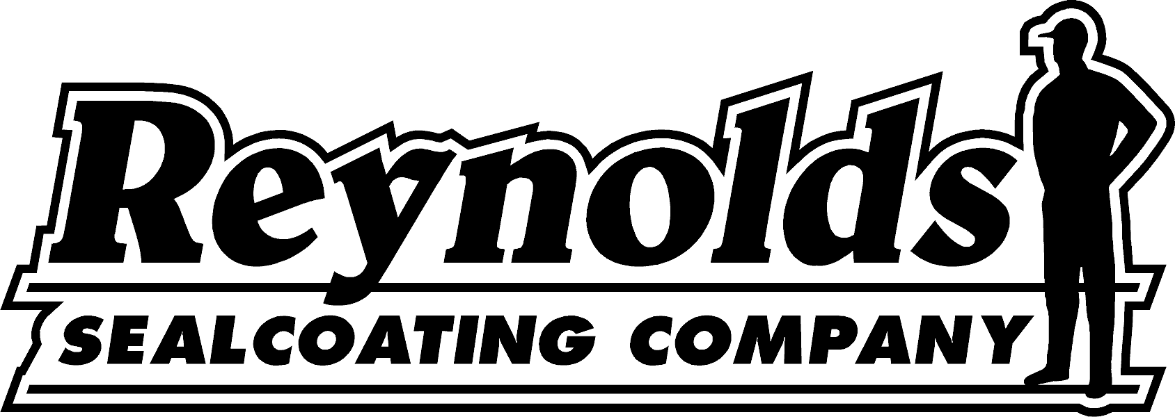 A black and white logo for reynolds sealcoating company