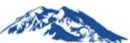 Blue and white mountain logo on a plain background