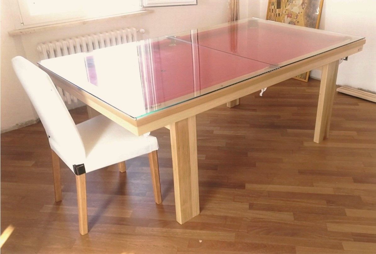 Biliardo linea MDF BASIC NATURALE COVER VETRO. VI.GA. biliardi Siena